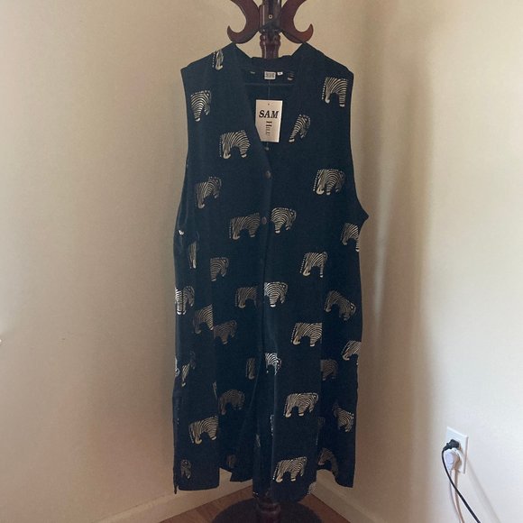 Brand New Sam Hilu Womens Sleeveless Black/White Zebra Print Duster/Cardigan - Picture 1 of 8